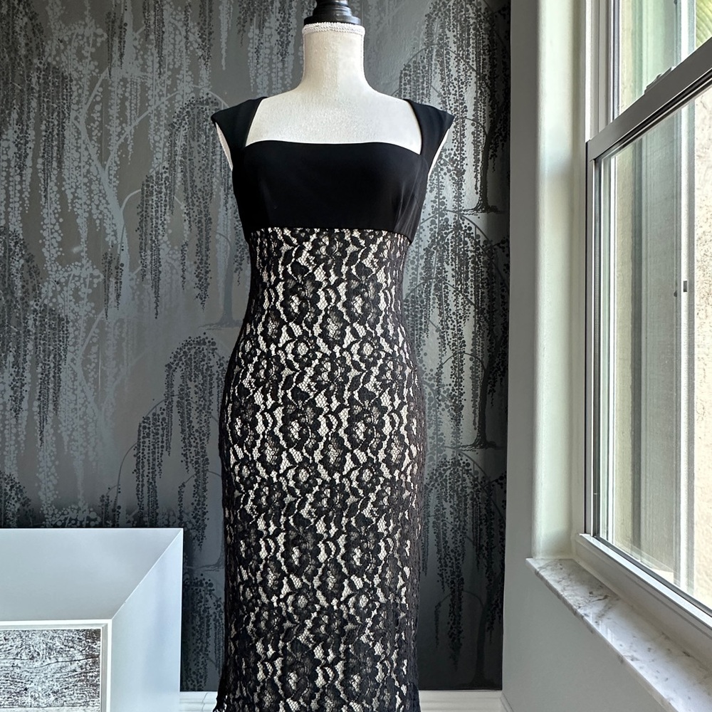 David Meister Elegant Black Lace Dress